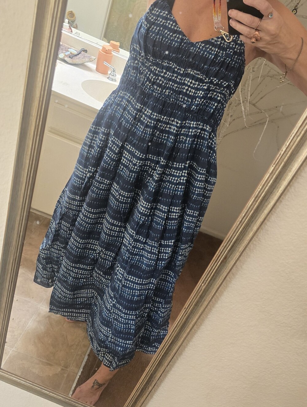 Madewell Navy & White Patterned Maxi Dress